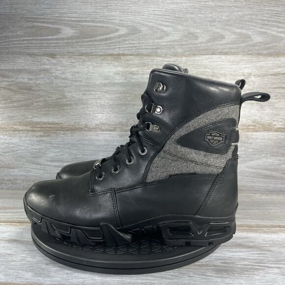 Harley Davidson Men's Flint Black Leather Waterproof Motorcycle Boots Size 9.5 - Picture 1 of 10